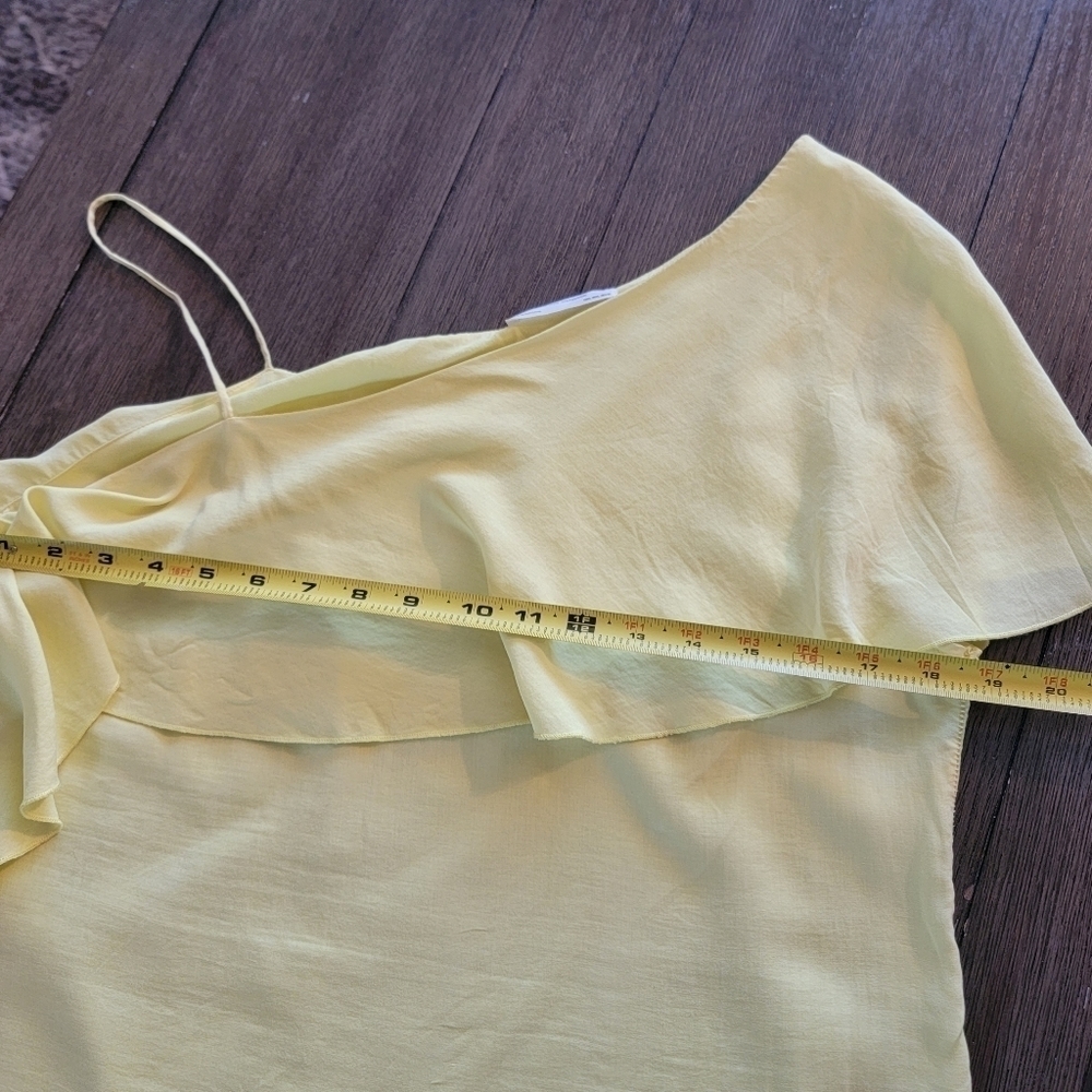 Zara Yellow One-Shoulder Ruffle Shell Top - Picture 8 of 11